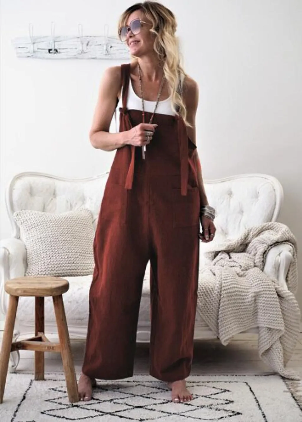 Jumpsuit Cotton Linen Loose