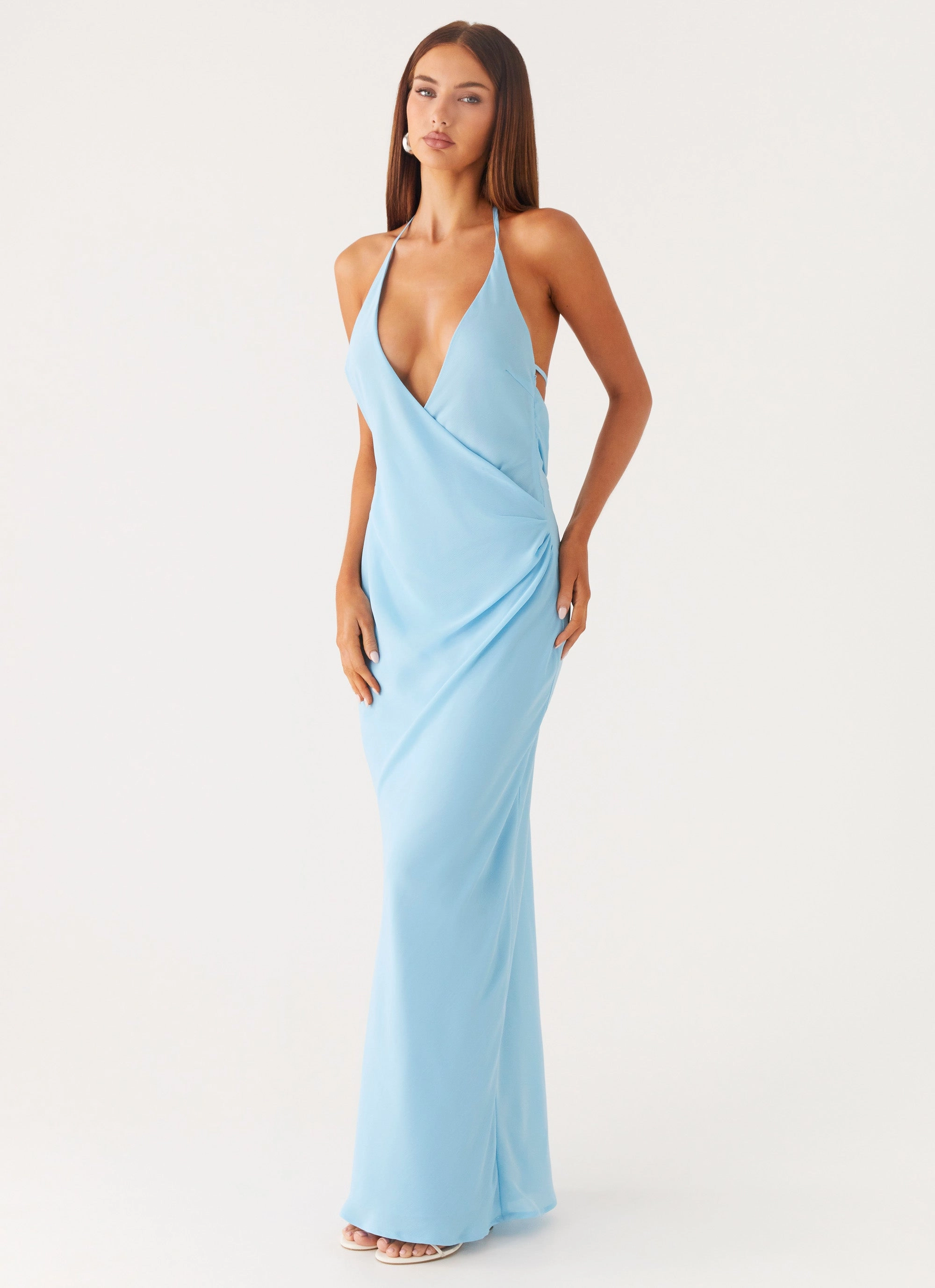 Just A Kiss Cowl Maxi Dress - Turquoise