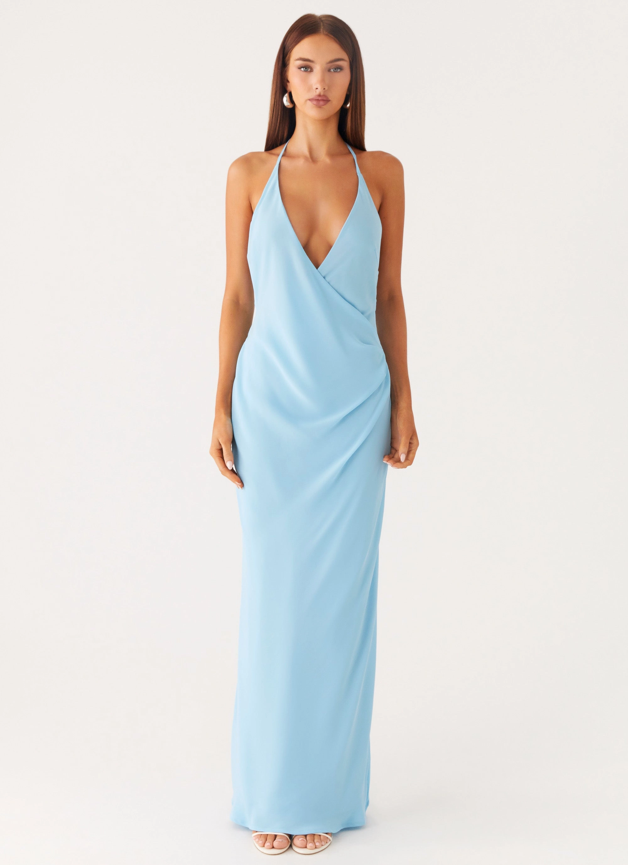 Just A Kiss Cowl Maxi Dress - Turquoise