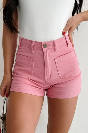 Just This Once High Rise Denim Shorts (Pink) Just This Once High Rise Denim Shorts (Pink)