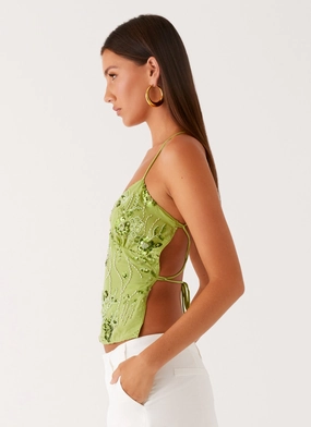 Kamilla Sequin Cami Top - Lime Kamilla Sequin Cami Top - Lime