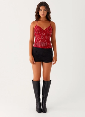 Kamilla Sequin Cami Top - Red Kamilla Sequin Cami Top - Red