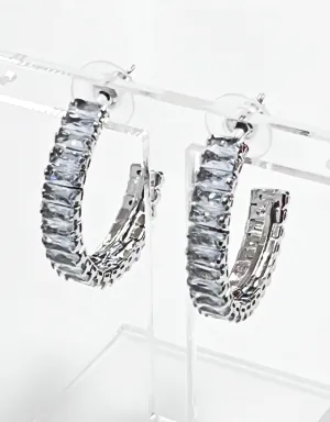 Karina - Silver Rhinestone Hoops