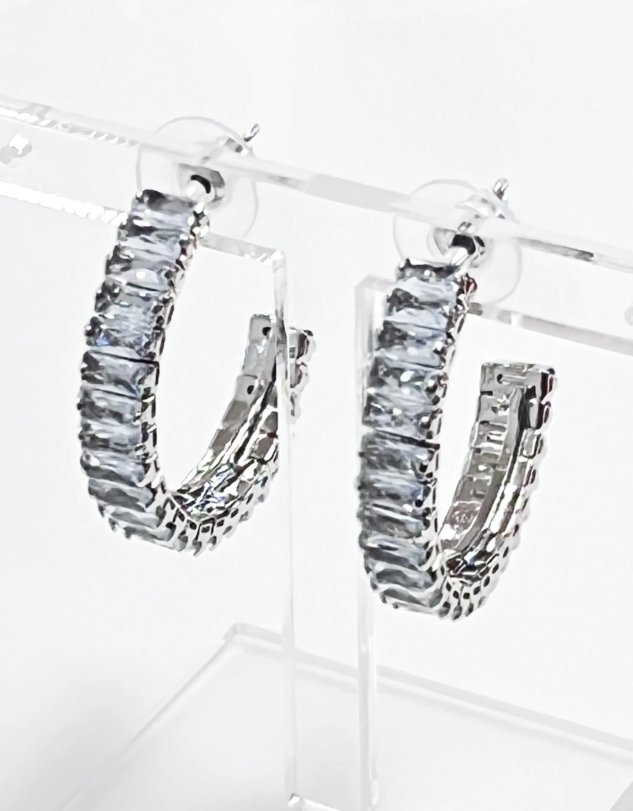 Karina - Silver Rhinestone Hoops