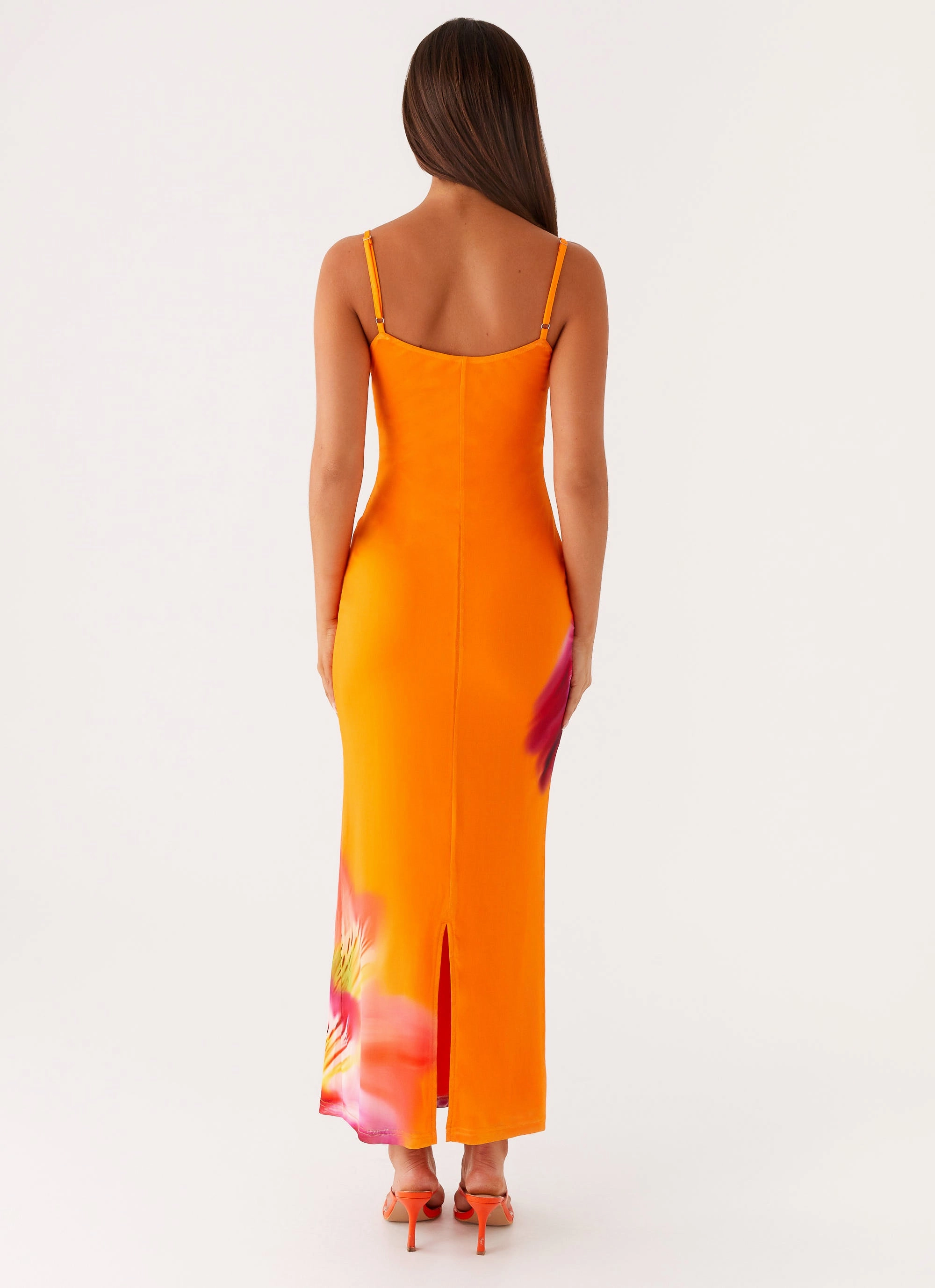 Kasey Midi Dress - Orange Tropical