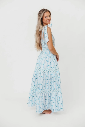 Kathryn Tie Shoulder Maxi Dress in Ivory/Blue Floral *Final-Sale* Kathryn Tie Shoulder Maxi Dress in Ivory/Blue Floral *Final-Sale*