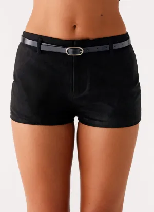 Katie Suede Mini Shorts - Black Katie Suede Mini Shorts - Black