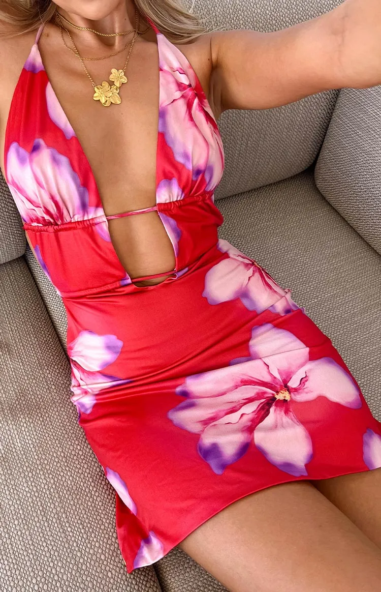 Katy Red Crimson Paradise Mini Dress
