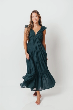 Katy Pleated Bodice Maxi Dress in Deep Teal - Bump Friendly Katy Pleated Bodice Maxi Dress in Deep Teal - Bump Friendly
