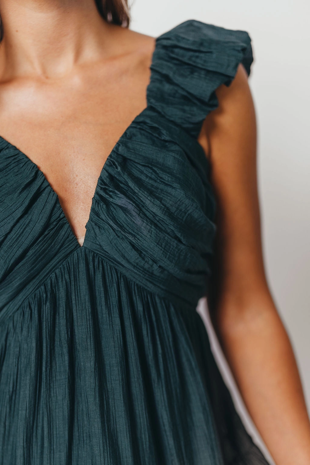 Katy Pleated Bodice Maxi Dress in Deep Teal - Bump Friendly