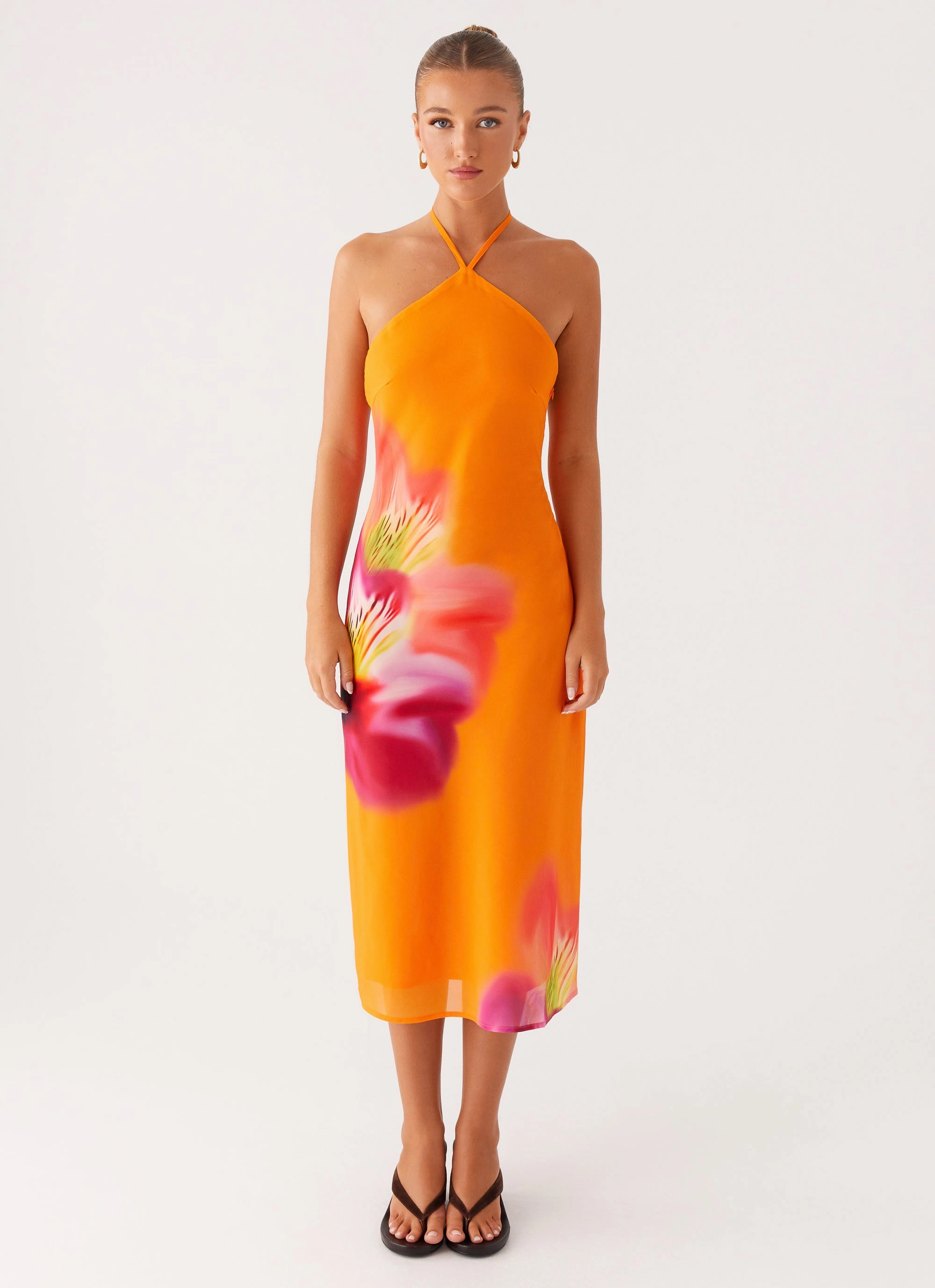 Kea Midi Dress - Orange Tropical