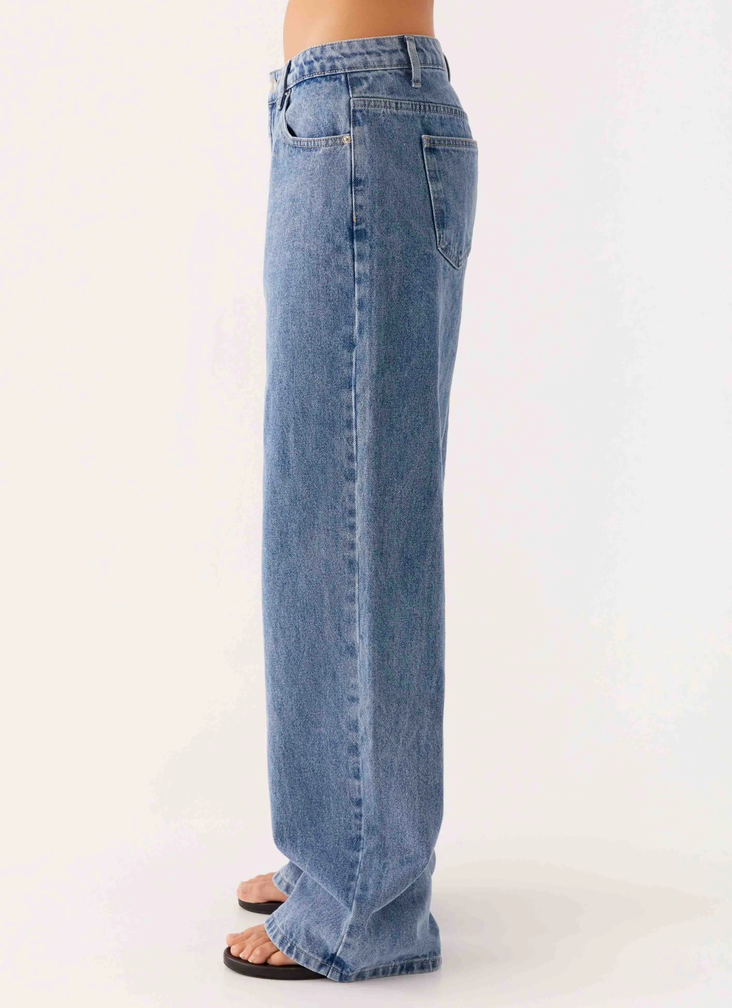 Keanna Low Rise Denim Jeans - Blue Denim