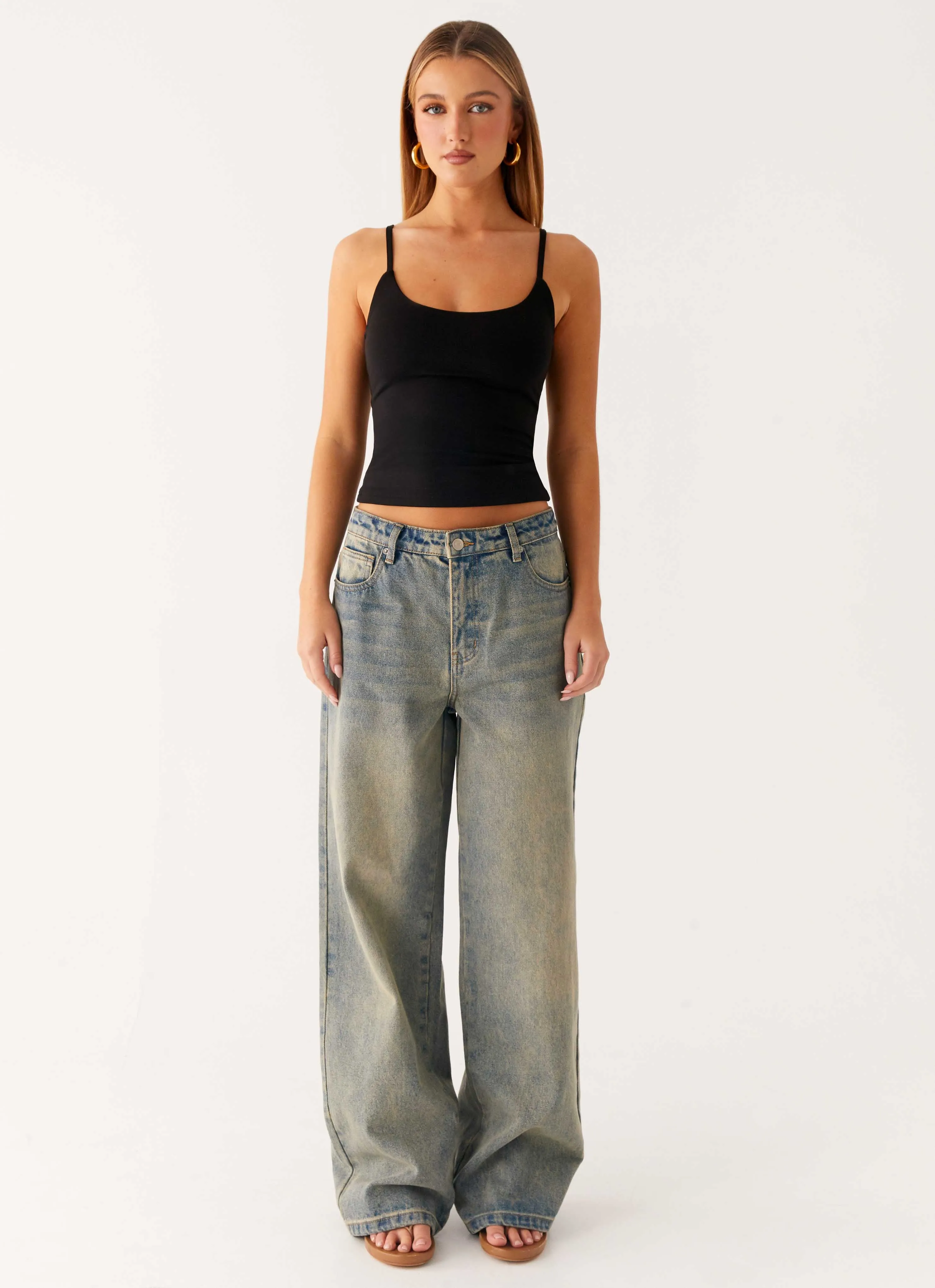 Keanna Low Rise Denim Jeans - Dirty Wash