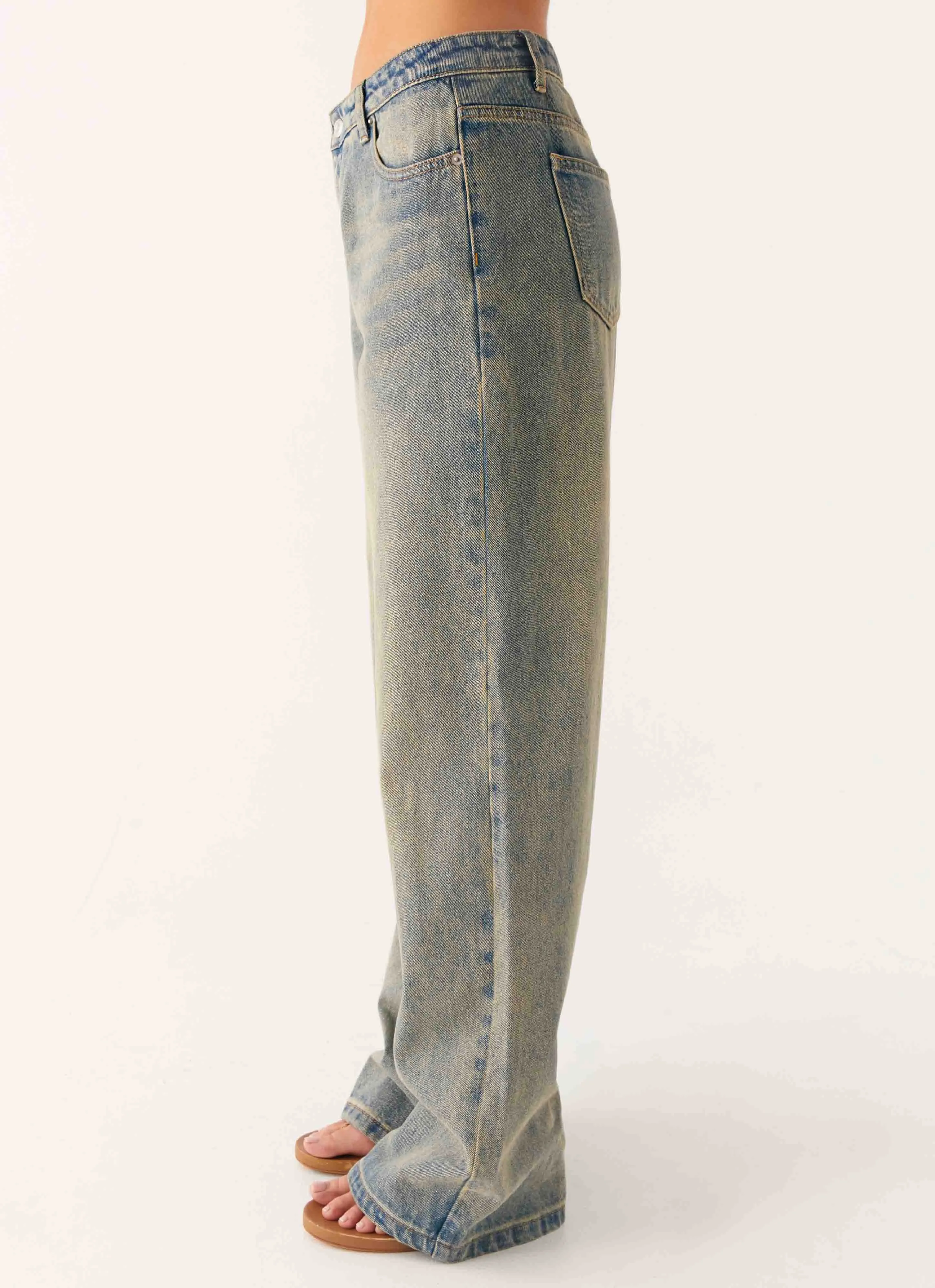 Keanna Low Rise Denim Jeans - Dirty Wash