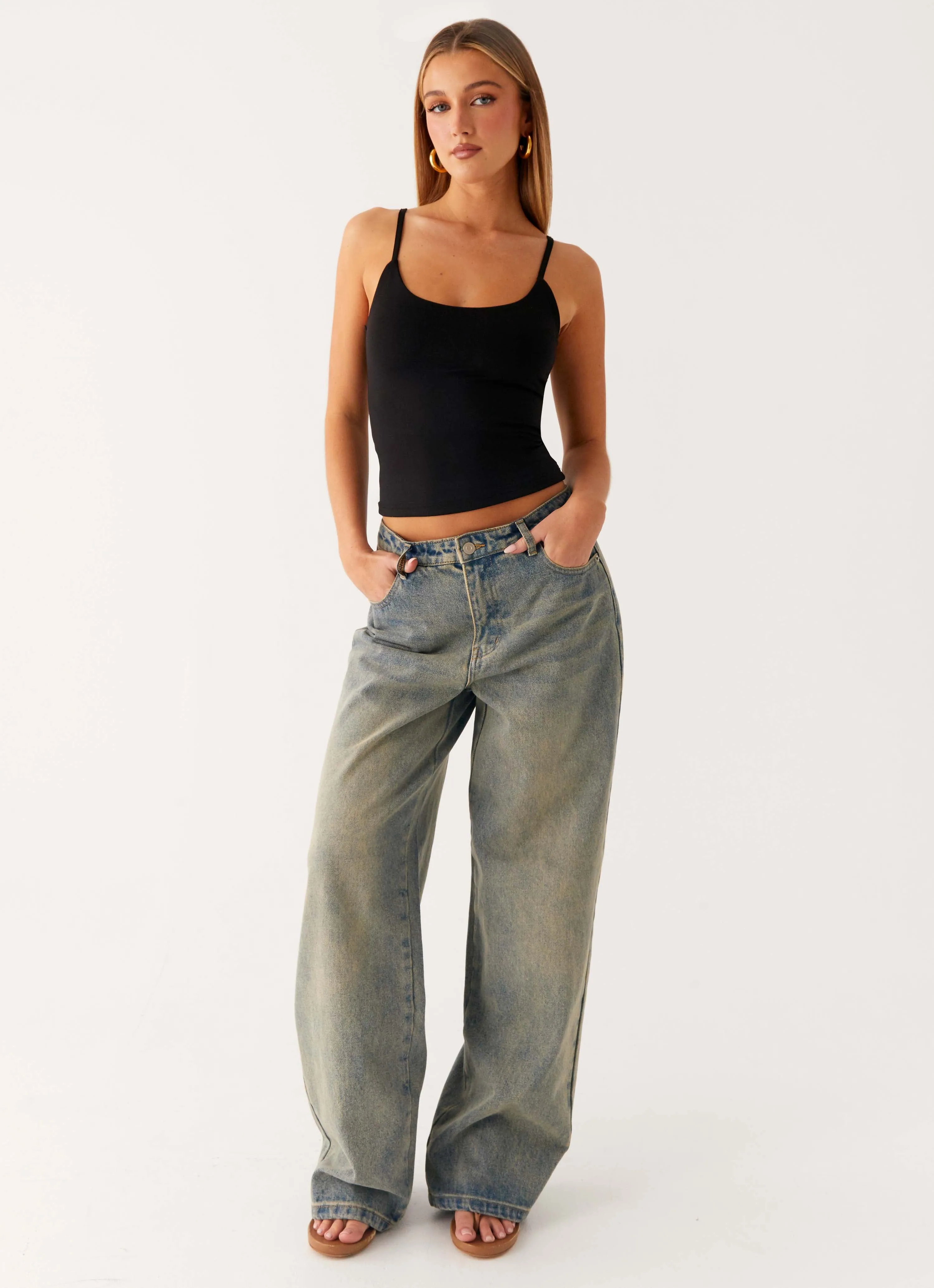 Keanna Low Rise Denim Jeans - Dirty Wash