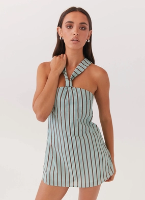 Keira Linen Mini Dress - Coastal Stripe Keira Linen Mini Dress - Coastal Stripe