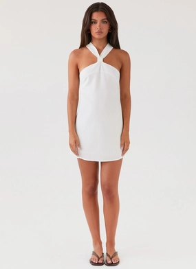 Keira Linen Mini Dress - White Keira Linen Mini Dress - White