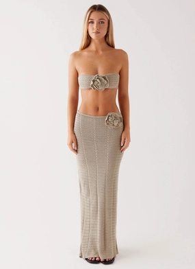 Kelcie Rose Crochet Maxi Skirt - Sage Kelcie Rose Crochet Maxi Skirt - Sage