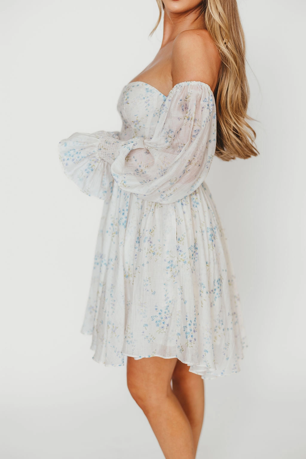Kennedy Floral Mini Dress in Blue- Bump Friendly *Final-Sale*