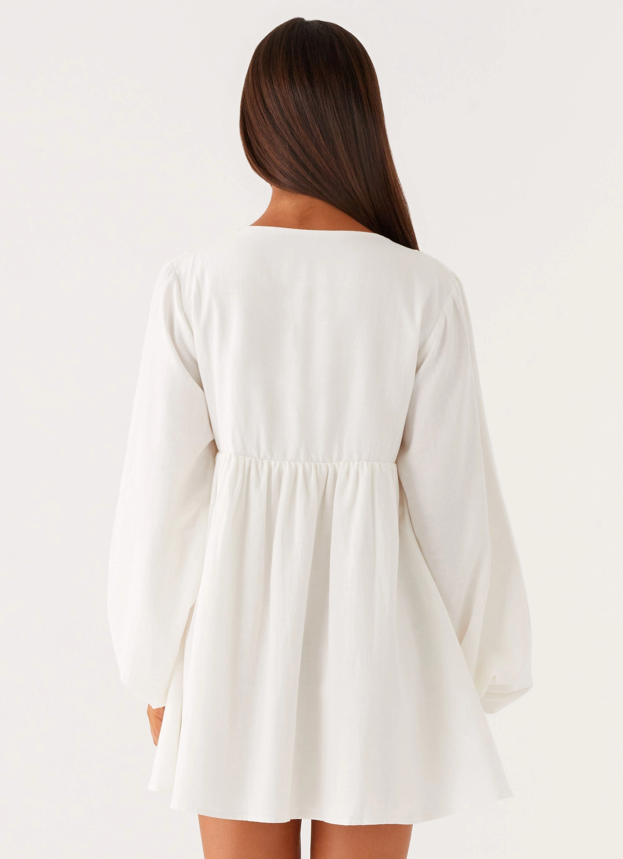 Kennie Linen Mini Dress - White