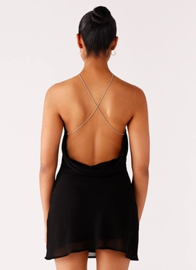 Key Hole Cowl Neckline Mini Dress - Black Key Hole Cowl Neckline Mini Dress - Black