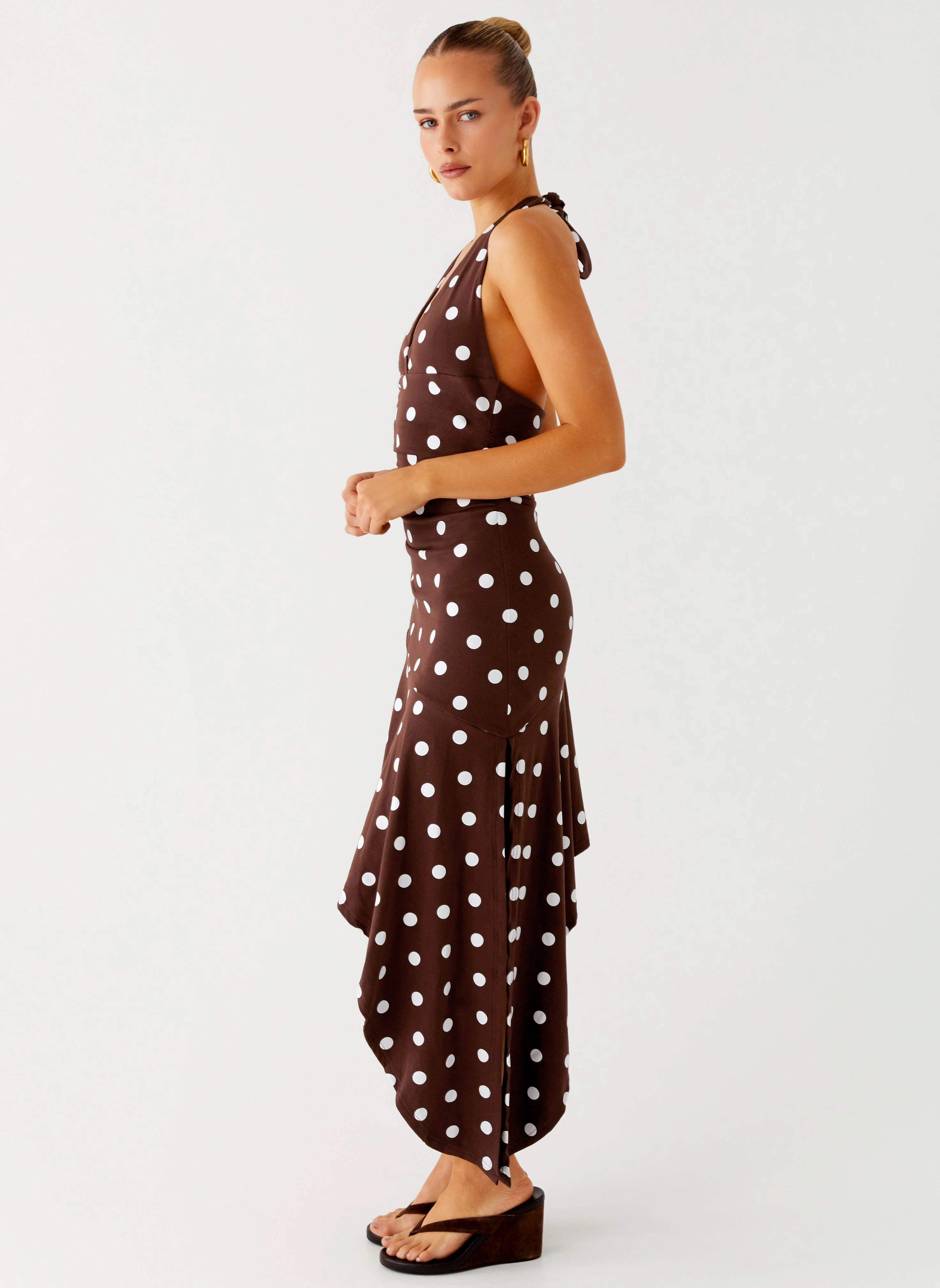 Keylani Halter Midi Dress - Chocolate