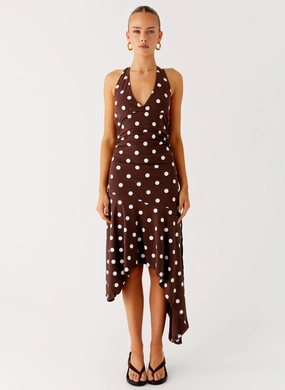 Keylani Halter Midi Dress - Chocolate Keylani Halter Midi Dress - Chocolate