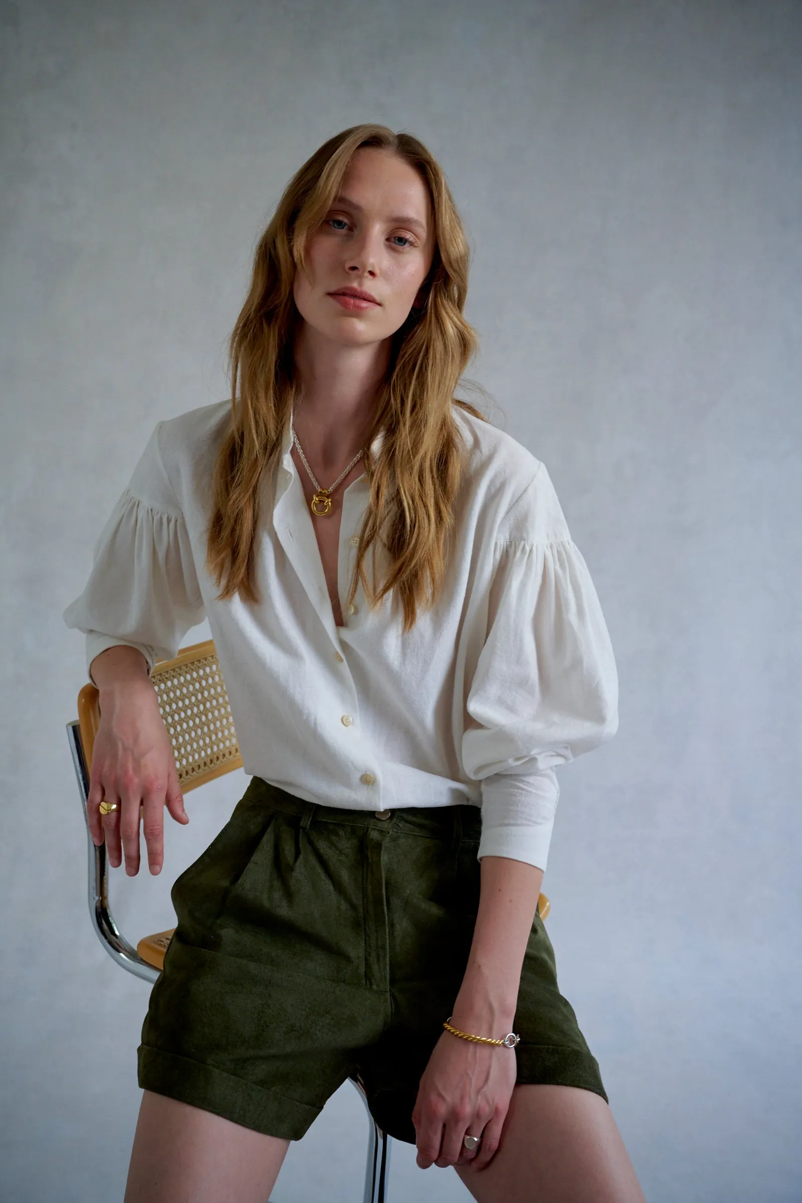 Khaki Suede Tailored Shorts