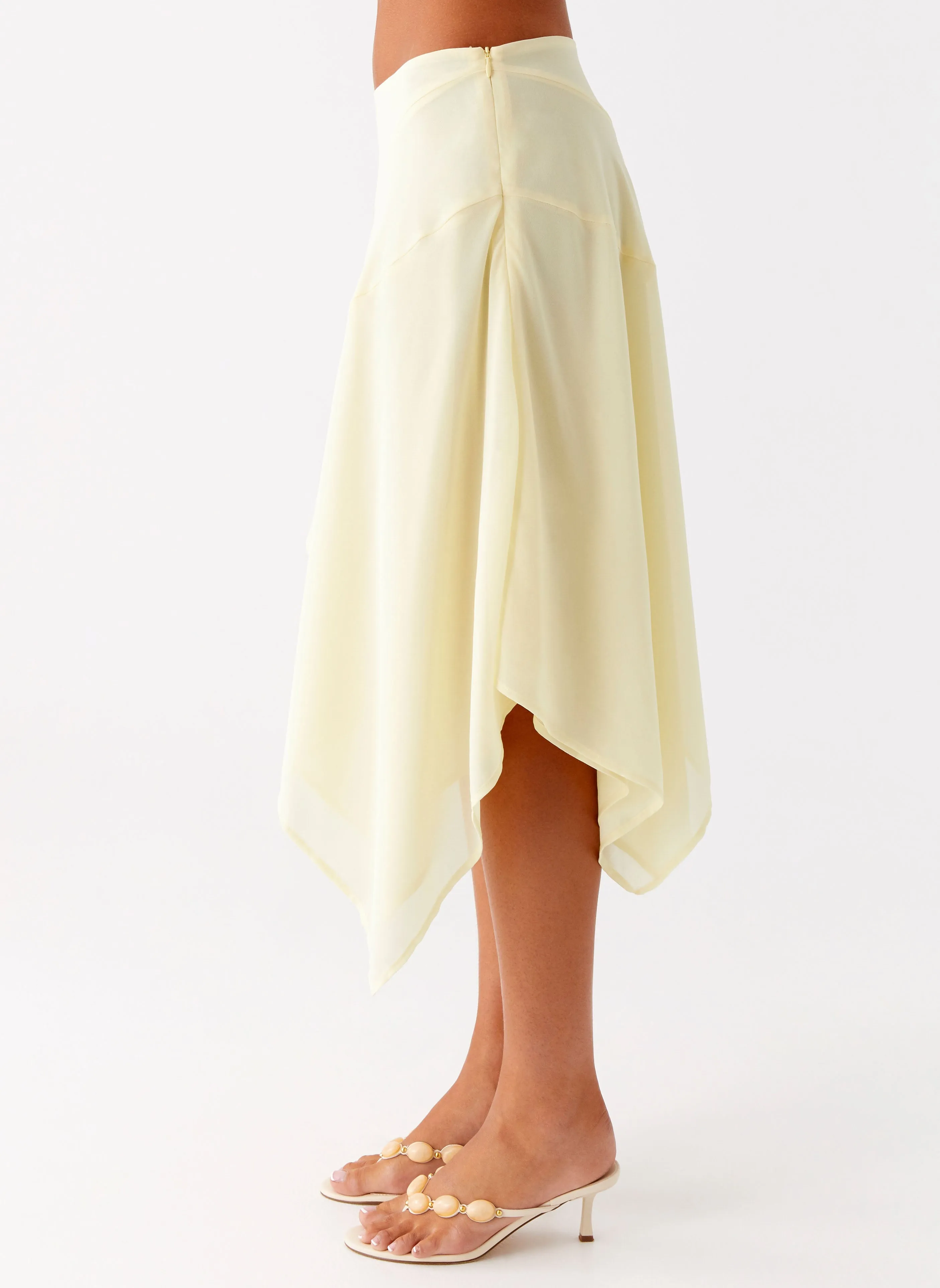 Kia Low Rise Asymmetrical Midi Skirt - Yellow