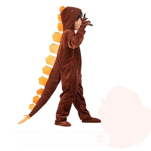 Kids Cosplay Costumes Animal Theme Dinosaur Jumpsuit Stegosaurus Horned dragon Triceratops T-rex Costume Party Disfraz