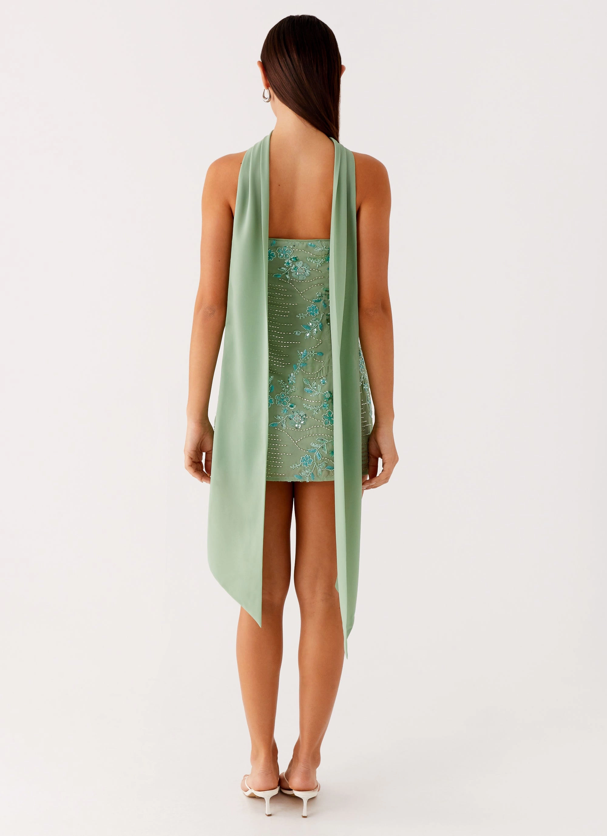 Kiesha Strapless Scarf Mini Dress - Mint