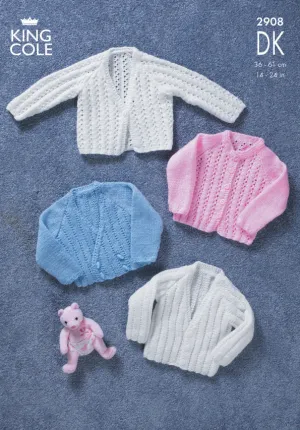 King Cole 2908 DK Baby Knitting Pattern - Cardigans (0 - 3 yrs)
