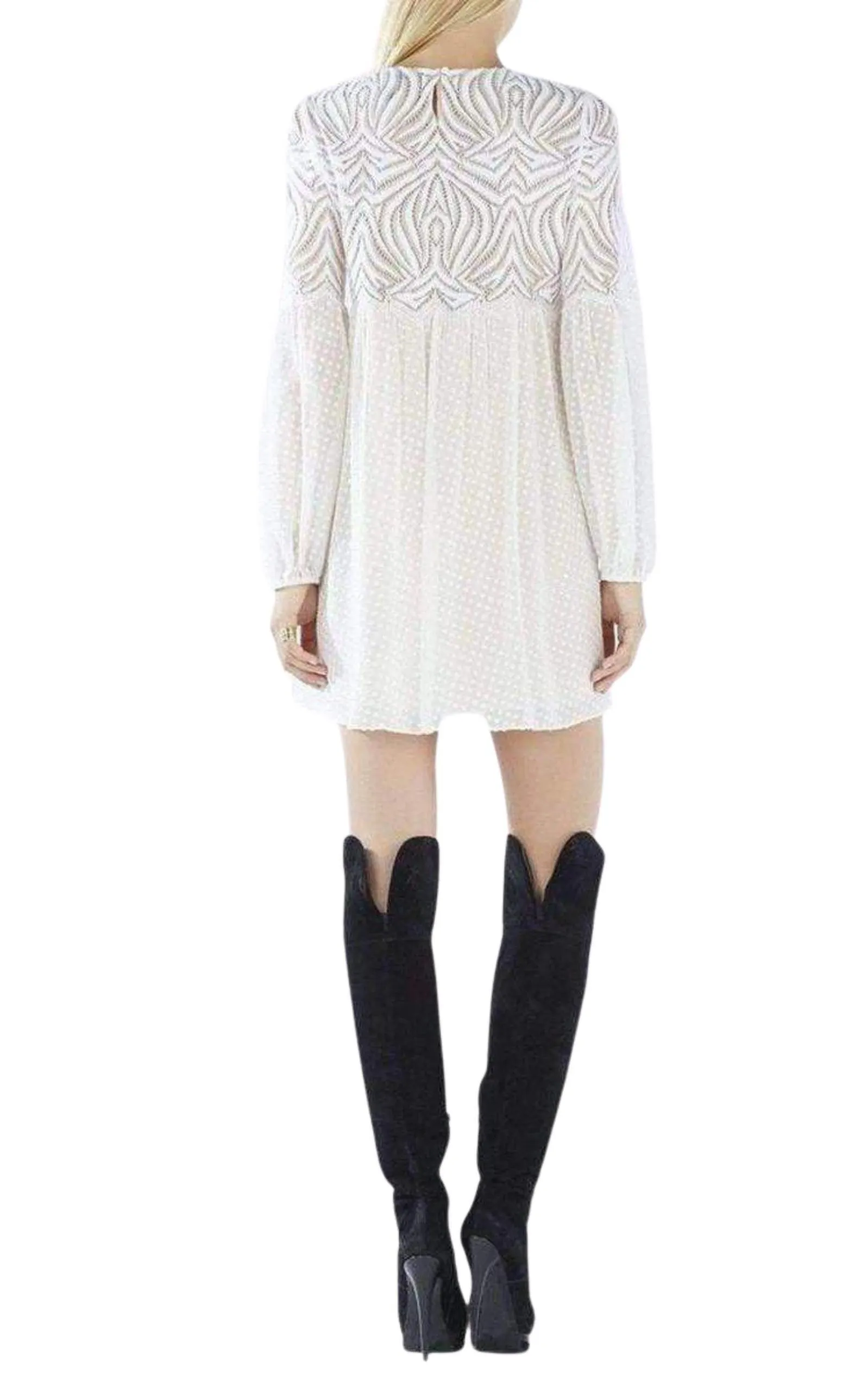 Kitra Lace Peasant Dress