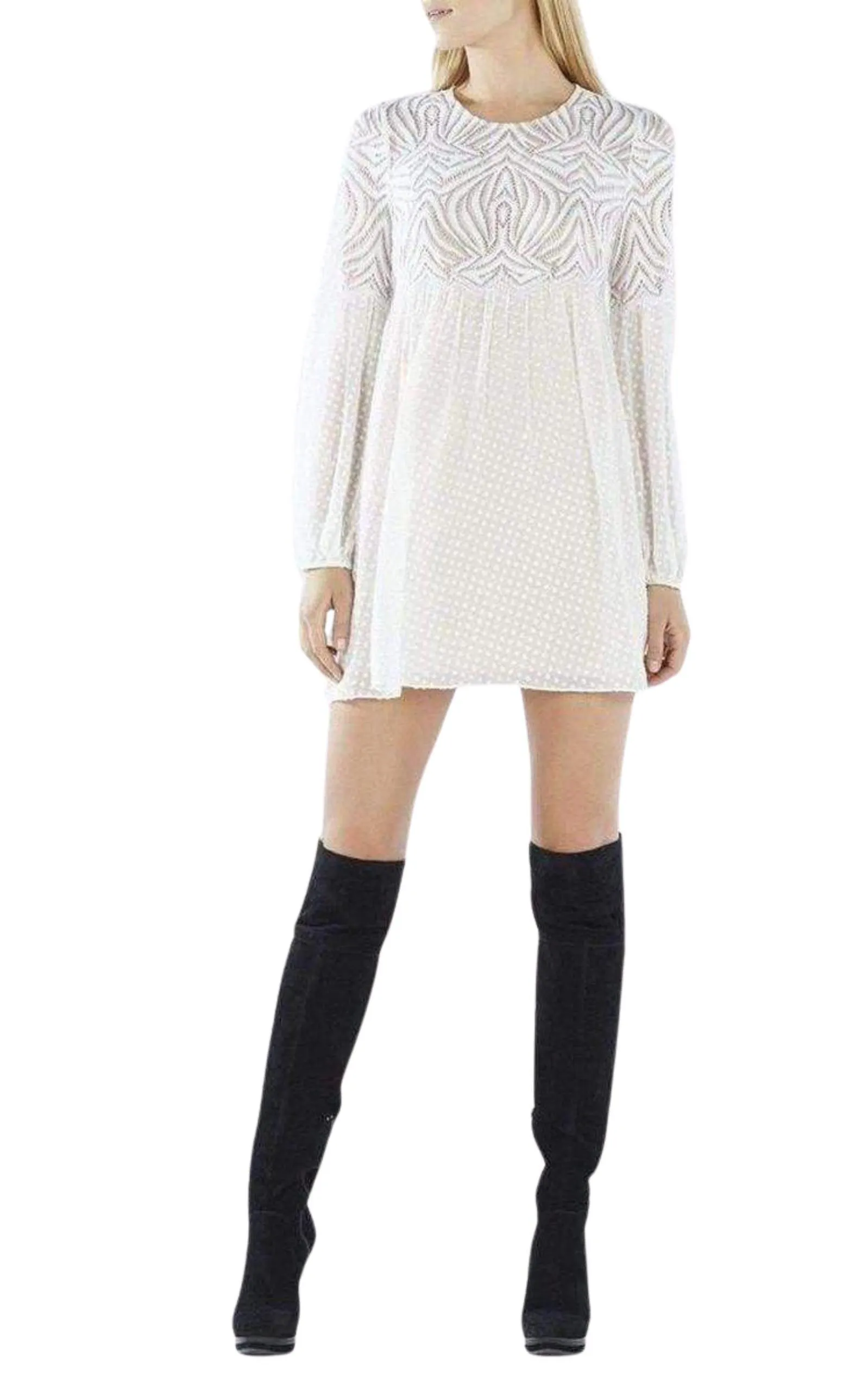 Kitra Lace Peasant Dress