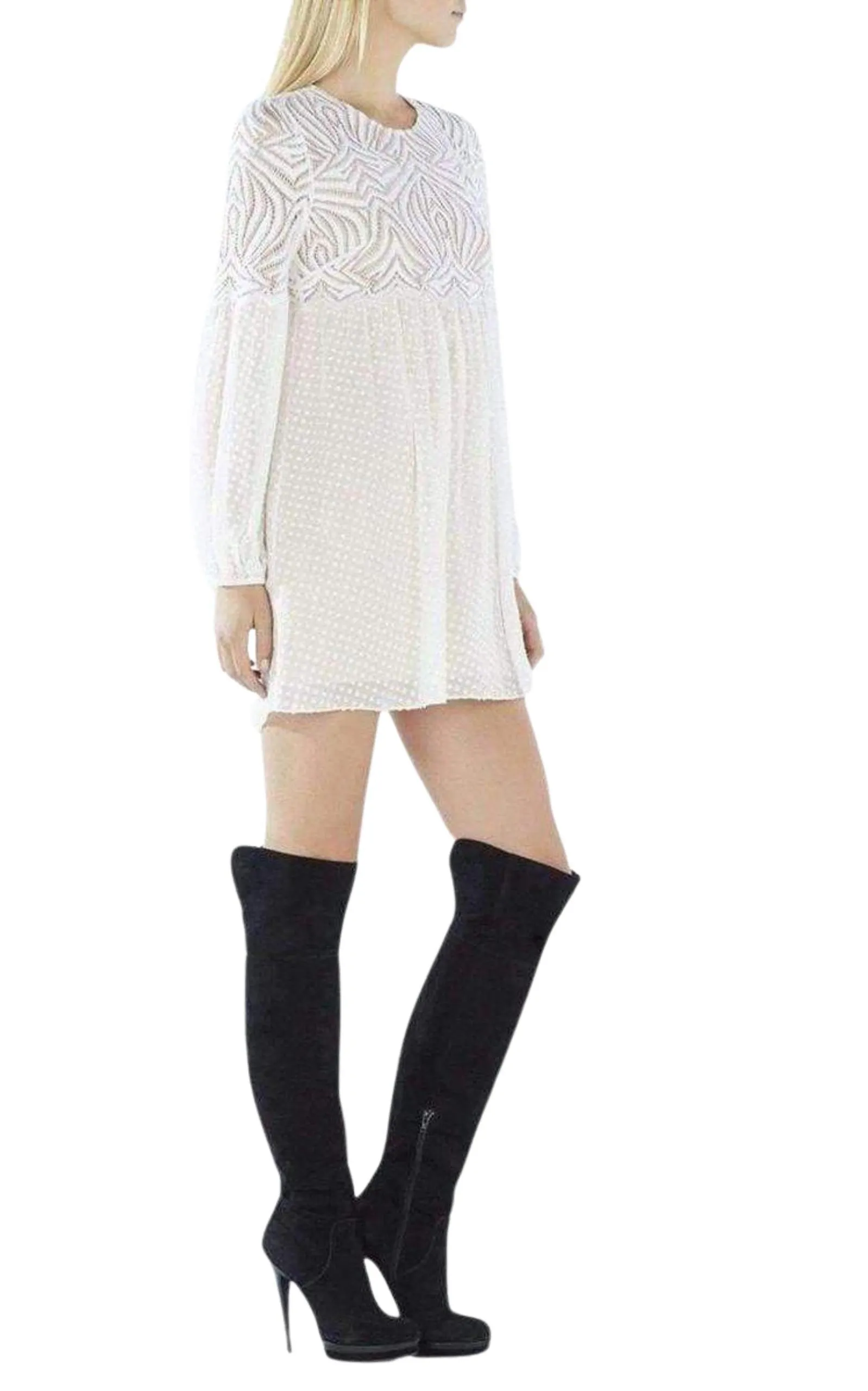 Kitra Lace Peasant Dress