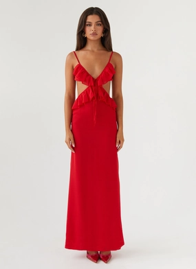 Klara Cut Out Maxi Dress - Red Klara Cut Out Maxi Dress - Red