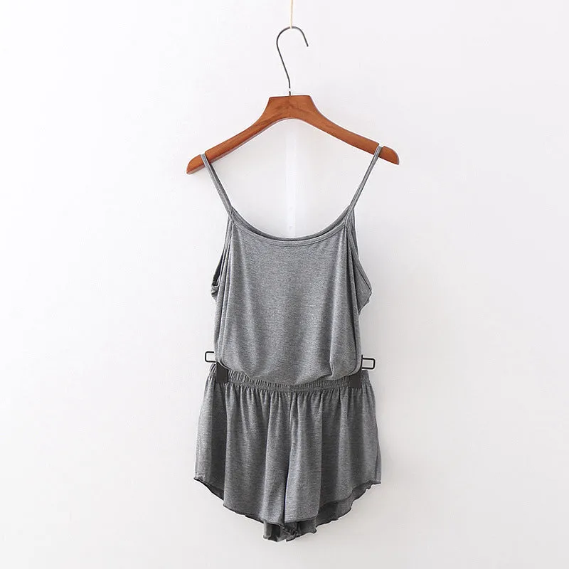 Korean Summer Orange Short Pants Sets Women Home Two-Piece Solid Colored Student Pajamas