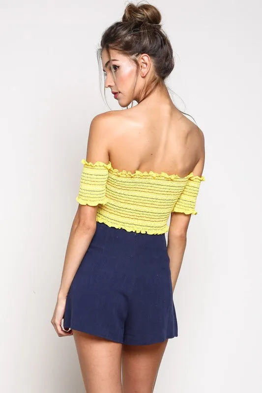 KRISTY OFF THE SHOULDER CROP TOP