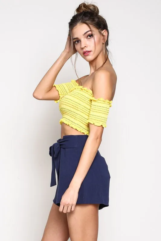 KRISTY OFF THE SHOULDER CROP TOP