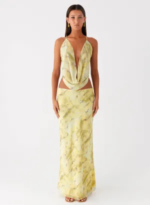 Kylo Low Rise Maxi Skirt - Yellow Tie Dye Kylo Low Rise Maxi Skirt - Yellow Tie Dye