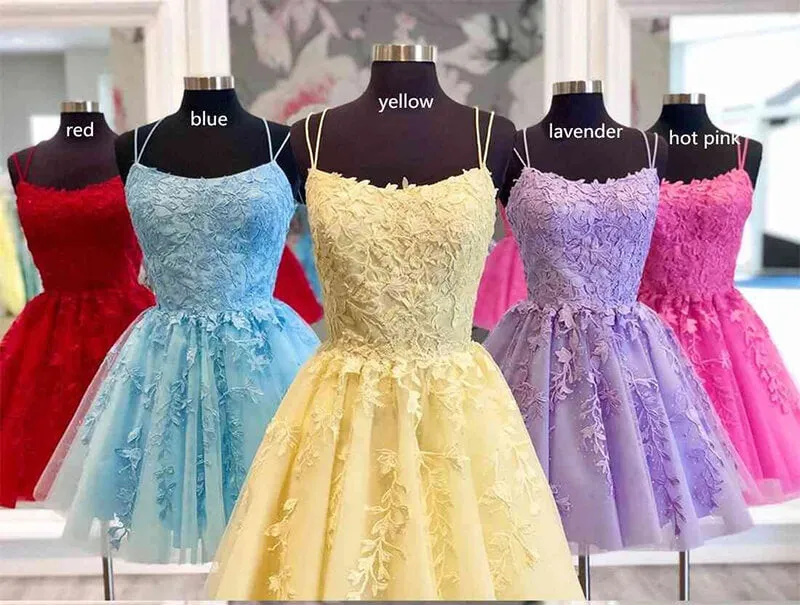 Lace Homecoming Dress, Short Prom Dresses With Appliques, SH553