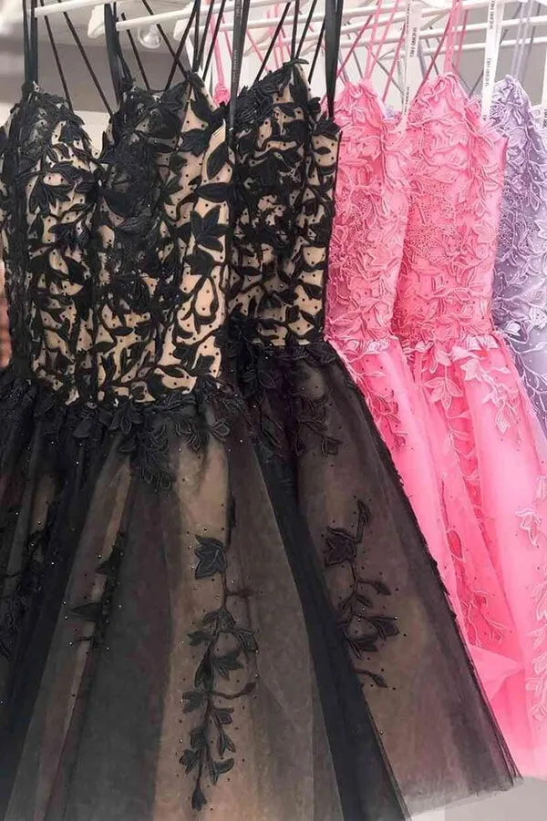 Lace Homecoming Dress, Short Prom Dresses With Appliques, SH553