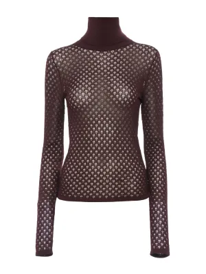 Lace Knit Fitted Turtleneck