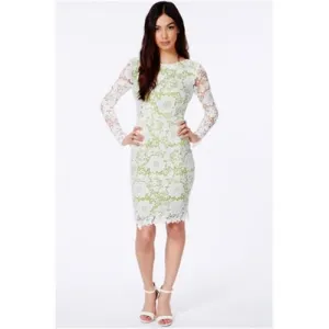 Lace winter women sexy midi club dress green