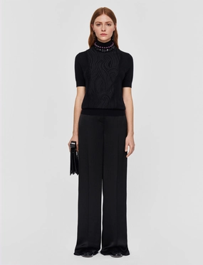 Lace Knit Mock Neck Top