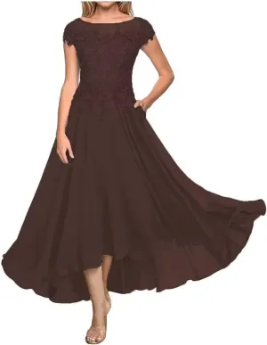 Laces Mother of Bride Dresses Chiffon Scoop Neck Mother of The Groom Dress for Women Formal Evening Gowns