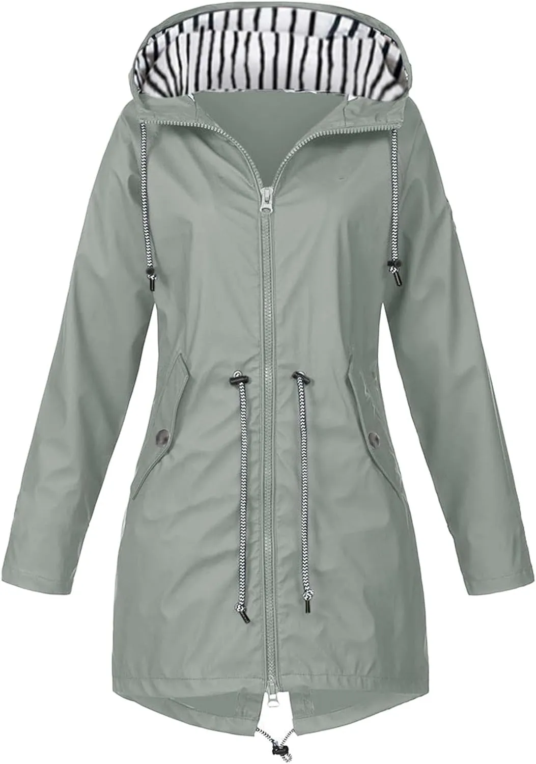 Lady Single Breasted Classic Long Trench Coat with Hooded Slim Casual Waterproof Outfits Waist Women's Anoraks 2023