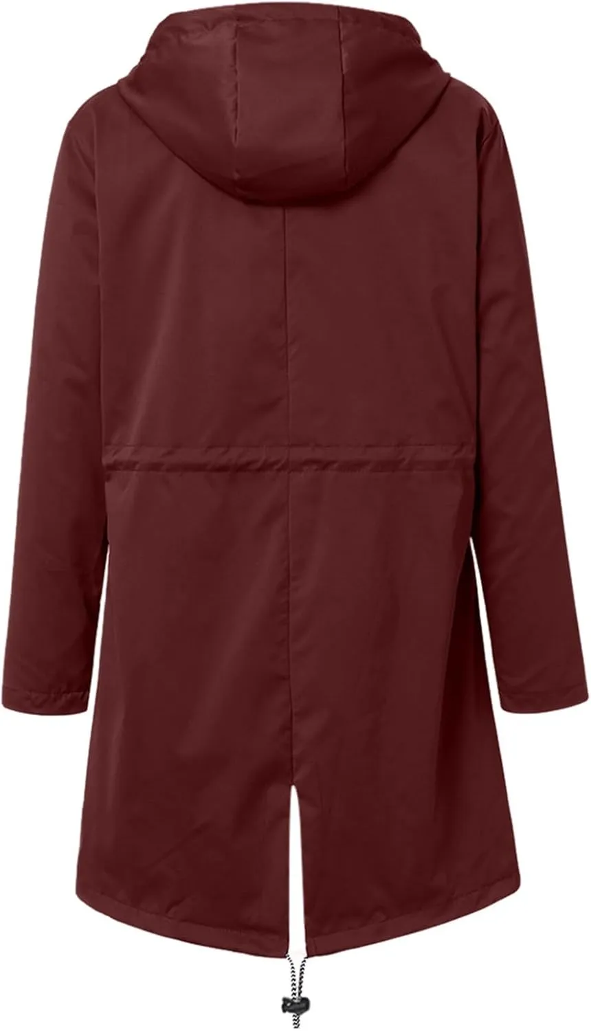 Lady Single Breasted Classic Long Trench Coat with Hooded Slim Casual Waterproof Outfits Waist Women's Anoraks 2023