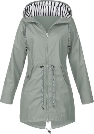 Lady Single Breasted Classic Long Trench Coat with Hooded Slim Casual Waterproof Outfits Waist Women's Anoraks 2023
