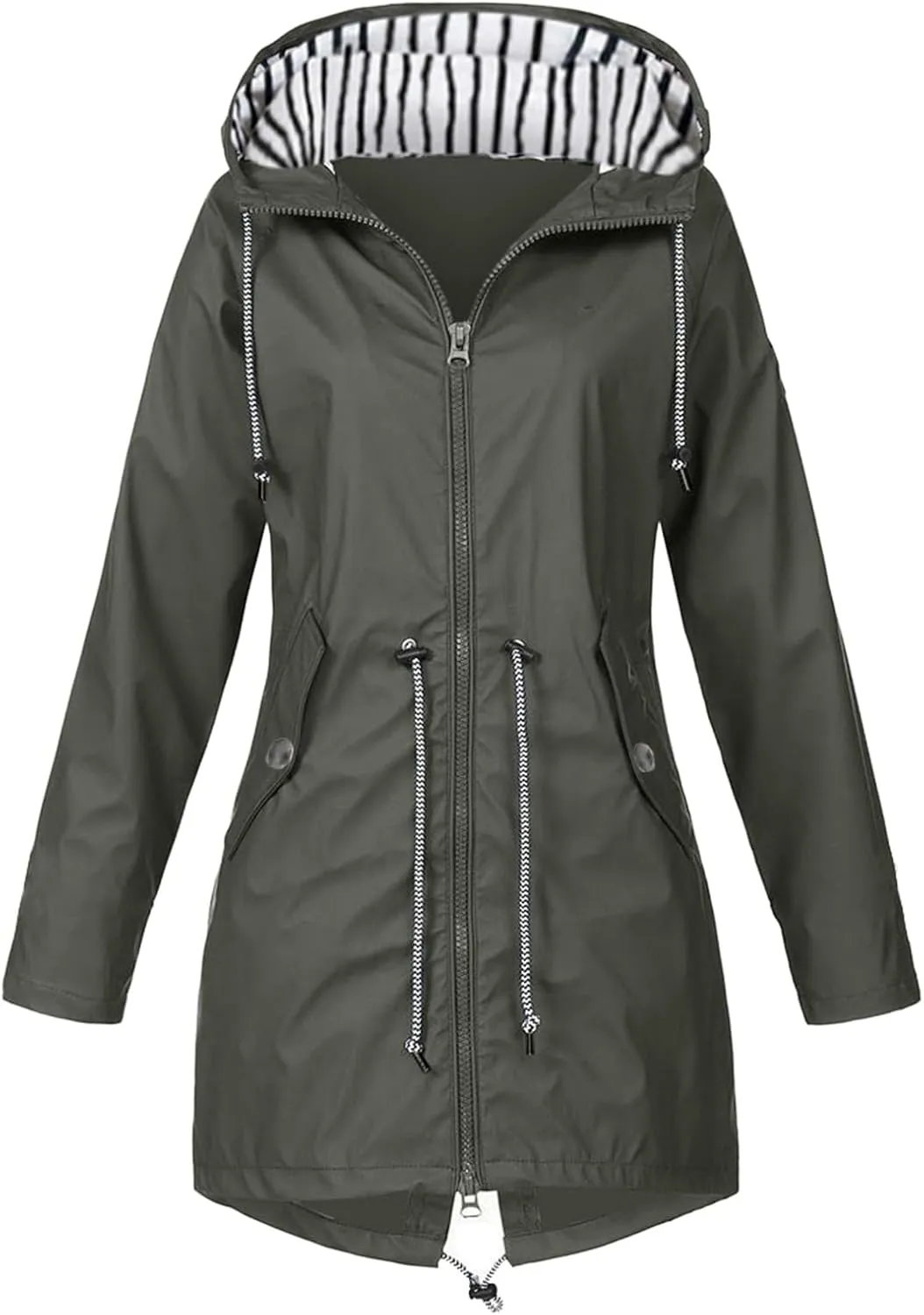 Lady Single Breasted Classic Long Trench Coat with Hooded Slim Casual Waterproof Outfits Waist Women's Anoraks 2023